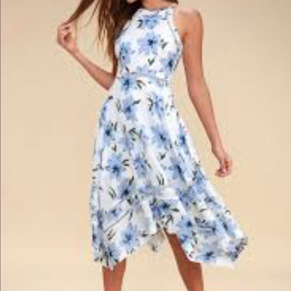 Lulus blue flower dress